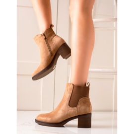 Seastar Botas de camurça de salto alto bege marrom 2