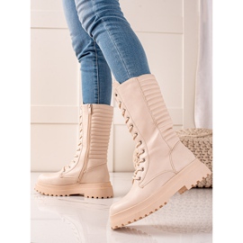 Seastar botas de couro eco bege 2