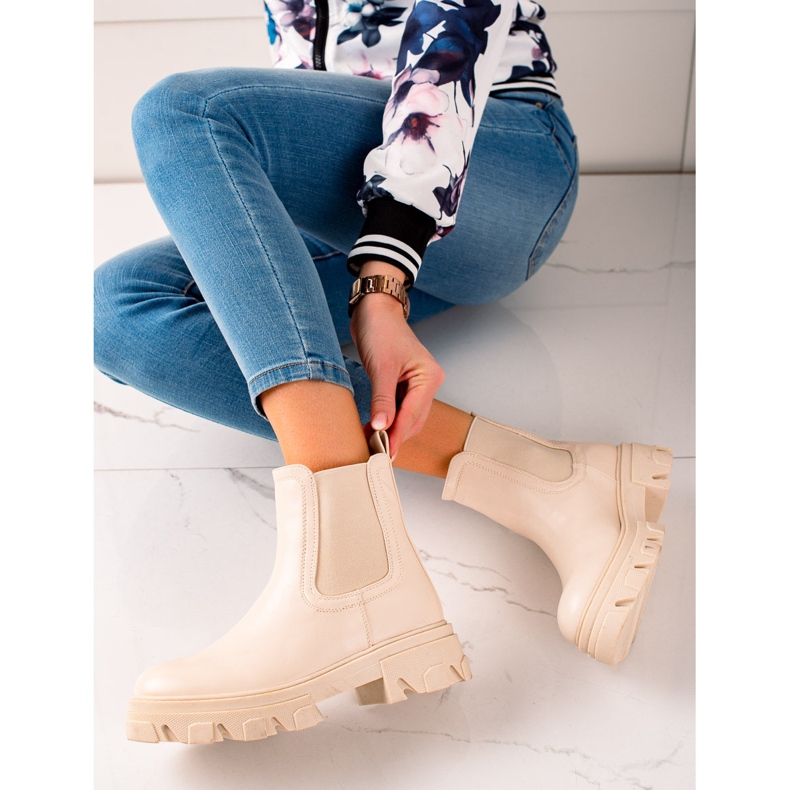 Seastar Botas elegantes da Chelsea na plataforma bege 1