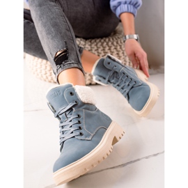 Goodin Armadilhas elegantes feitas de couro ecológico bege azul 1