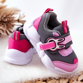 BEFADO S.A. Calçados infantis esportivos com velcro Befado 516P091 cinza-rosa 2