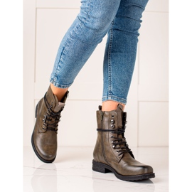 Super Mode Botas clássicas de amarrar marrom verde 1