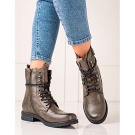 Super Mode Botas clássicas de amarrar marrom verde 2