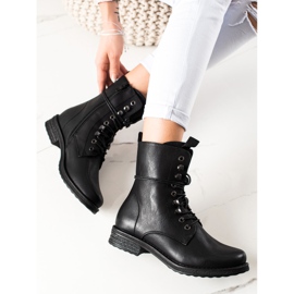 Super Mode Botas clássicas de amarrar preto 1