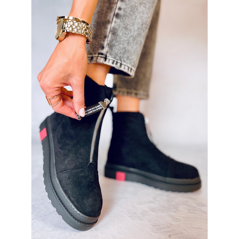 Botas rasas de camurça Pitt Black preto 2