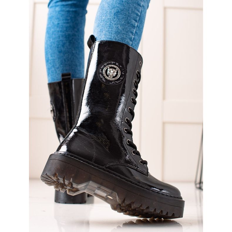 Filippo Botas de couro na plataforma preto 1