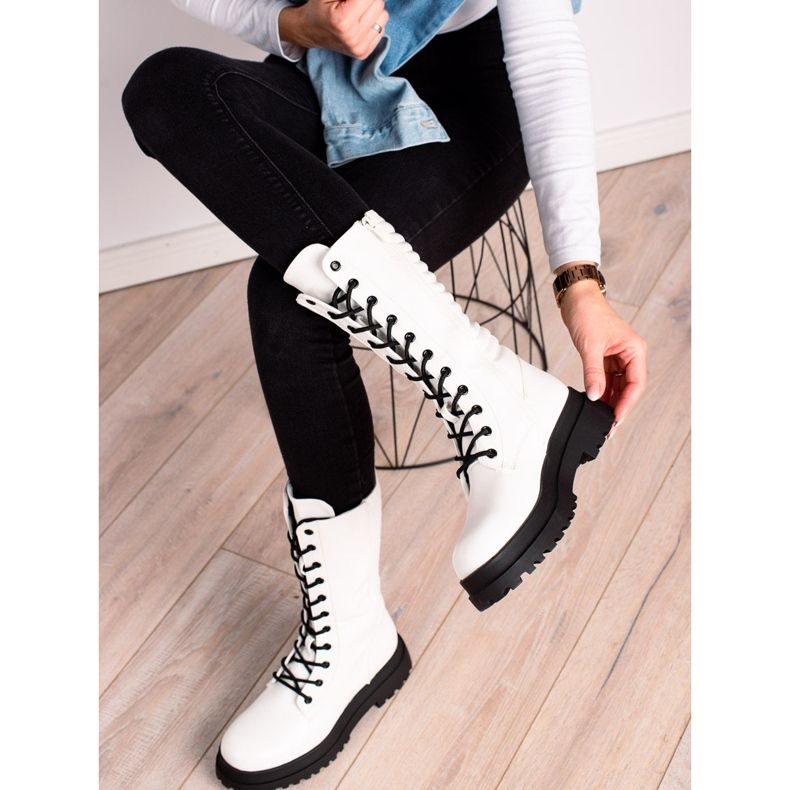 Seastar Botas de couro branco ecológico 2