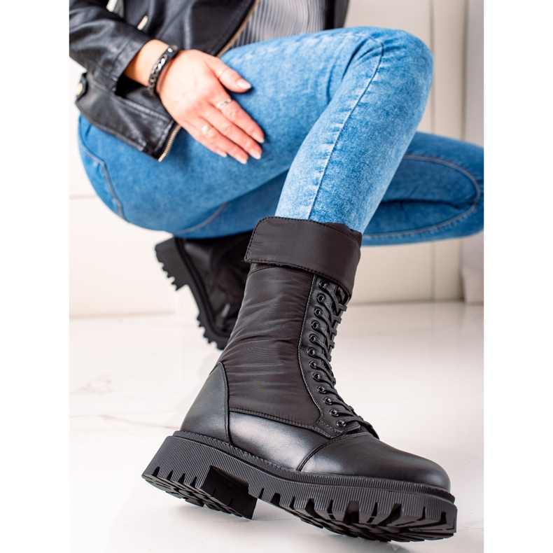 Weide Botas altas com cadarço preto 2