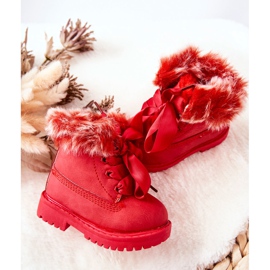 FR1 Armadilhas de botas infantis isoladas com pele vermelha Tesoro vermelho 4