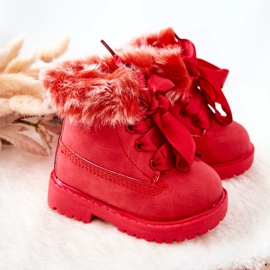 FR1 Armadilhas de botas infantis isoladas com pele vermelha Tesoro vermelho 6