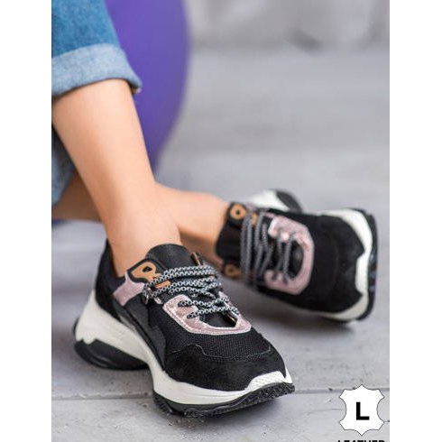 Goodin Tênis Confortáveis ​​De Couro preto 2