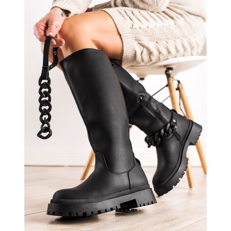 TRENDI Botas pretas elegantes na plataforma preto 1