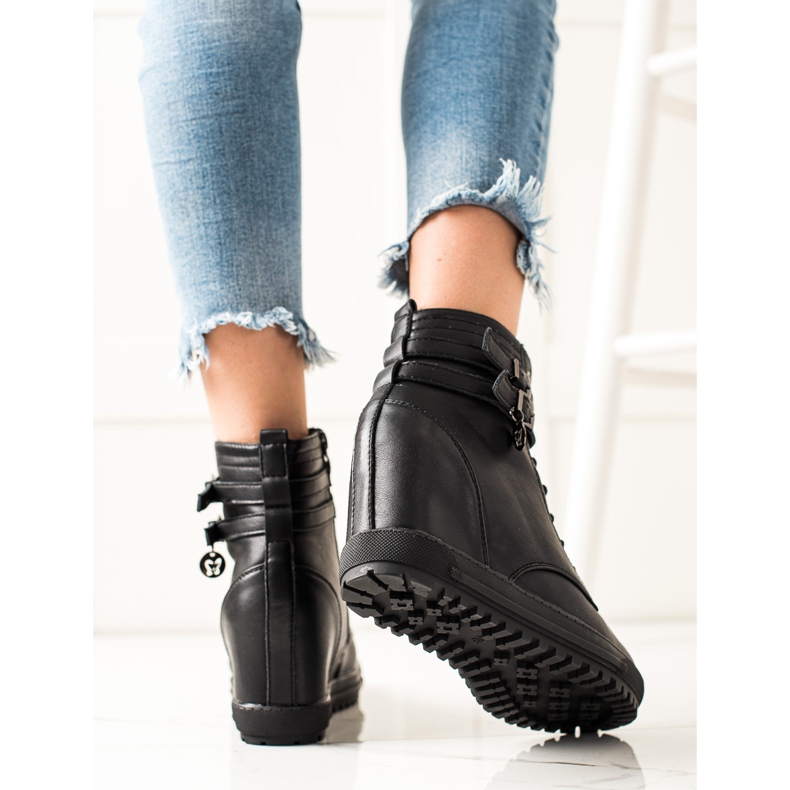 Goodin Botas de amarrar no tornozelo preto 1