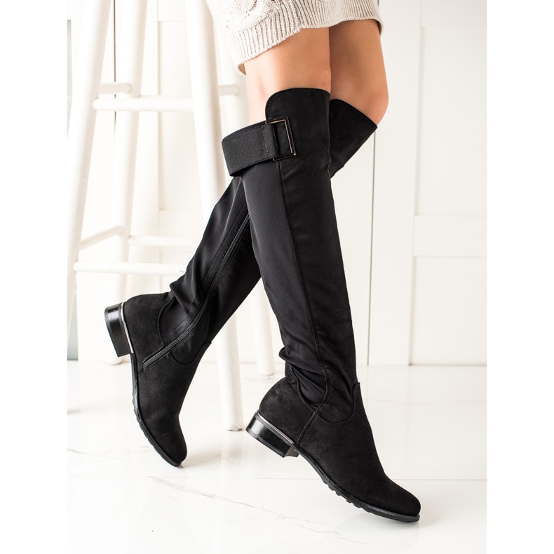 Queentina Botas rasas elegantes preto 2