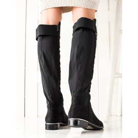 Queentina Botas rasas elegantes preto 1