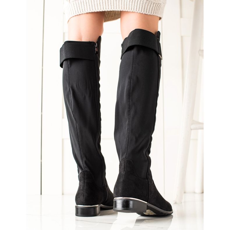 Queentina Botas rasas elegantes preto 1
