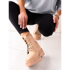 TRENDI Botas de caminhada marrons clássicas na plataforma bege 1