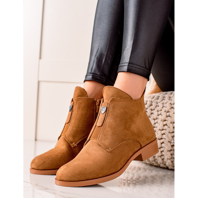 Camo Botas quentes com zíper marrom amarelo 1