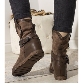 Botas femininas marrons com isolamento na cunha Sherry marrom 1