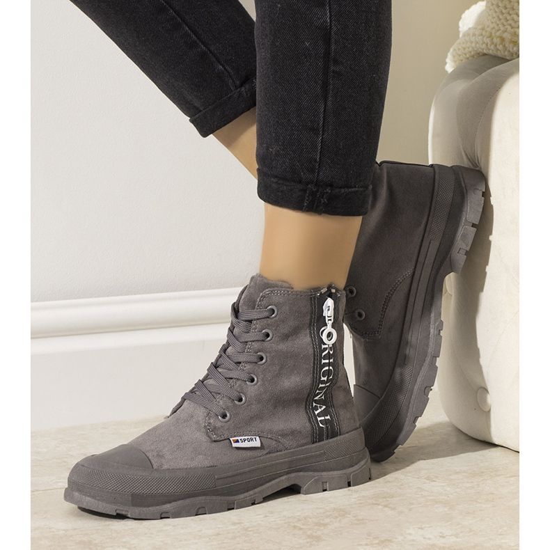 Botas quentes femininas cinza Goris 1