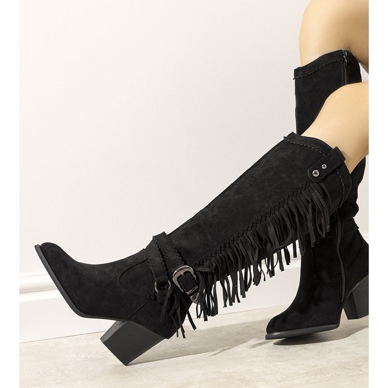 Botas de cowboy isoladas Black Crystal preto 1