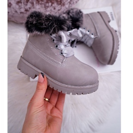 FRROCK Botas infantis aquecidas com armadilhas tesoro cinza de pele 2