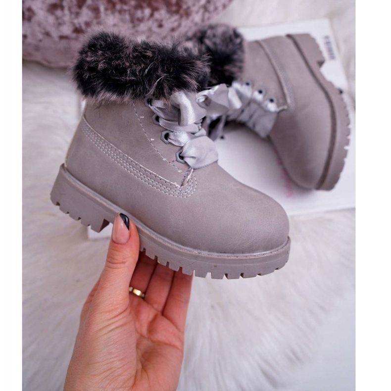 FRROCK Botas infantis aquecidas com armadilhas tesoro cinza de pele 2