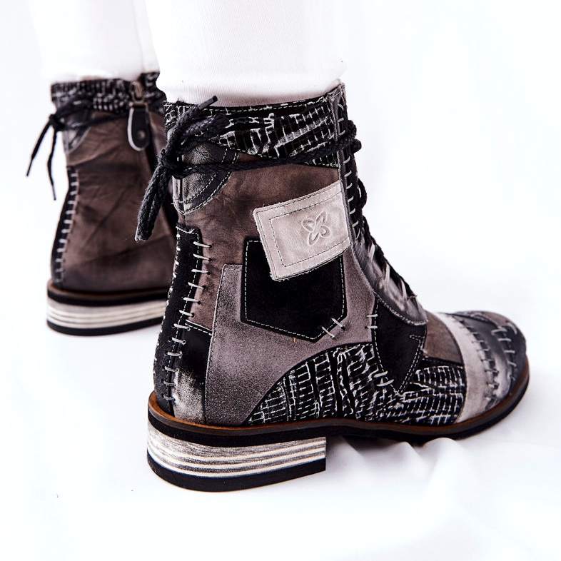 Botas Jodhpur de couro cinza Maciejka 05095-03 preto 2