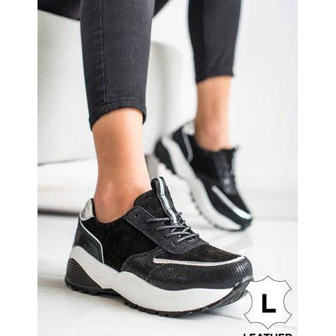 Tênis de couro preto VINCEZA prata 1