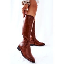 PG1 Botas Quentes de Couro Estil Marrom castanho 2