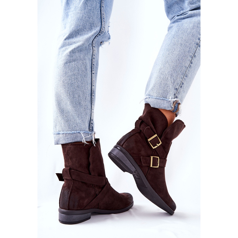 POTOCKI Botas de camurça com fivelas castanhas Renisse marrom 2