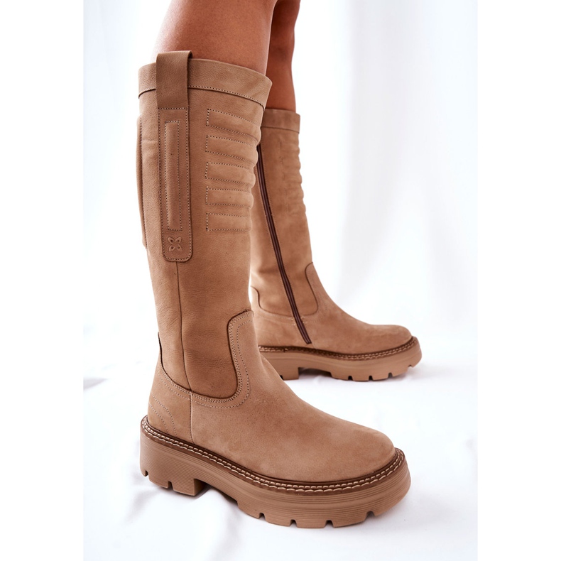 Botas de couro Maciejka Bege 05277-04 1