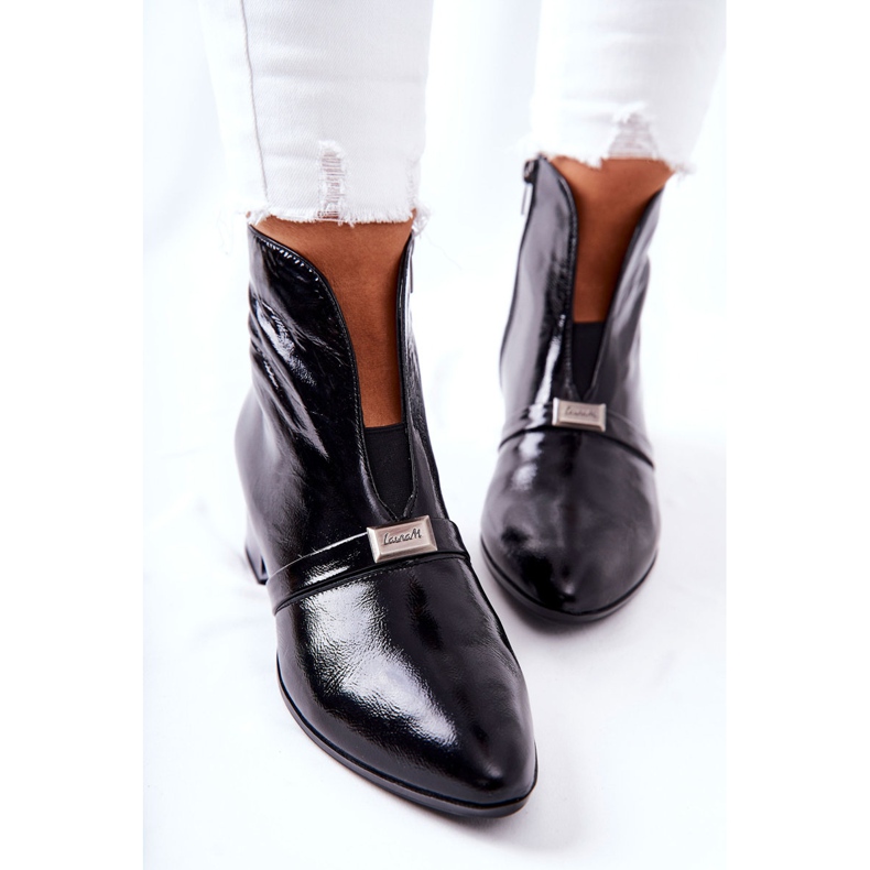Botas de couro com salto alto Laura Messi Black 2268 preto 1