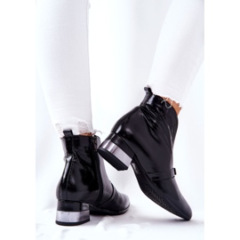 Botas de couro com salto alto Laura Messi Black 2268 preto 2