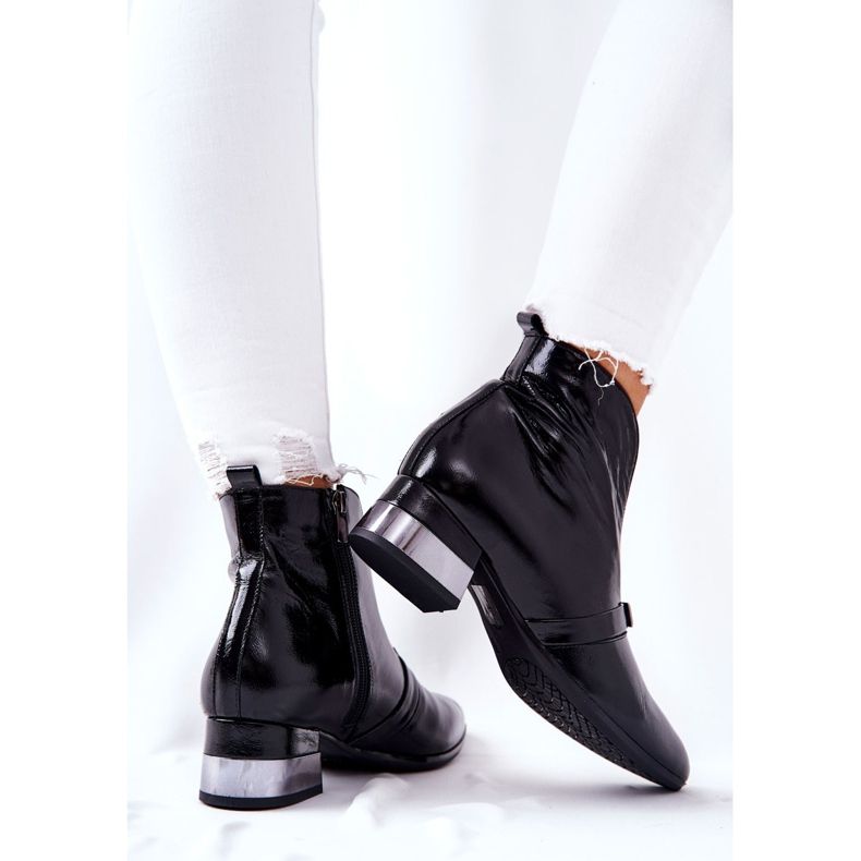 Botas de couro com salto alto Laura Messi Black 2268 preto 2