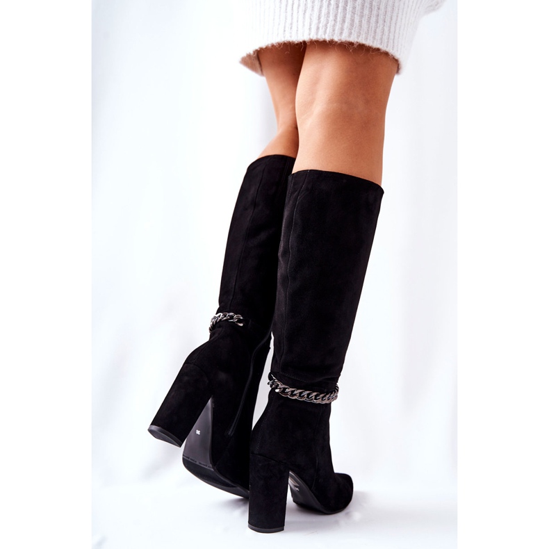 Botas pretas de camurça feminina de Laura Messi 2292 preto 1