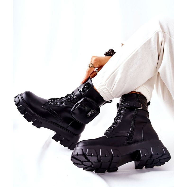 PG1 Botas de trabalhador Lanstrom pretas com cinto de rim preto 2