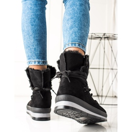 TRENDI Botas de camurça preta para neve preto 1