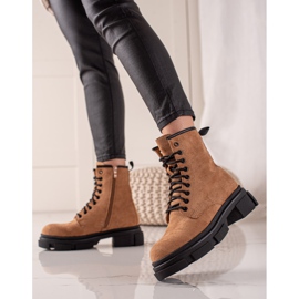 Super Me Armadilhas de camurça marrom bege castanho 1