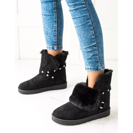 TRENDI Black Mukluki com zircões preto 1