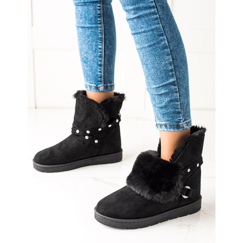 TRENDI Black Mukluki com zircões preto 1