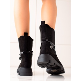 Bestelle Botas de camurça elegantes com corrente preto 1 Bestelle Botas de camurça elegantes com corrente preto 1