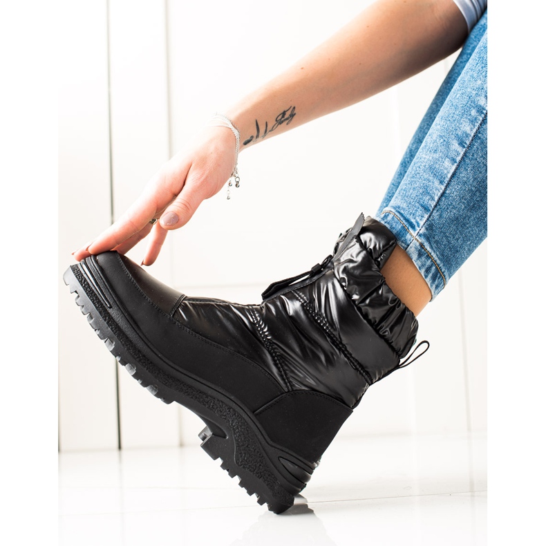 Weide Botas de neve pretas no controle deslizante preto 1