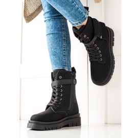 TRENDI Botas trappet com atacadores e bolso preto 1