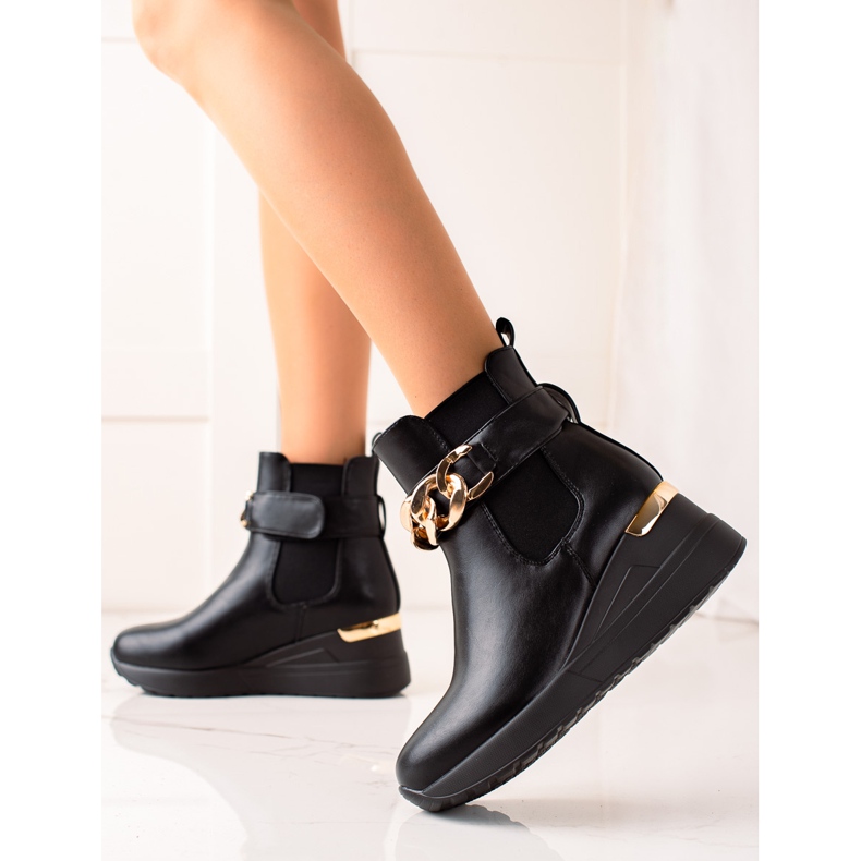 Groto Gogo Botas de cunha elegantes preto 1