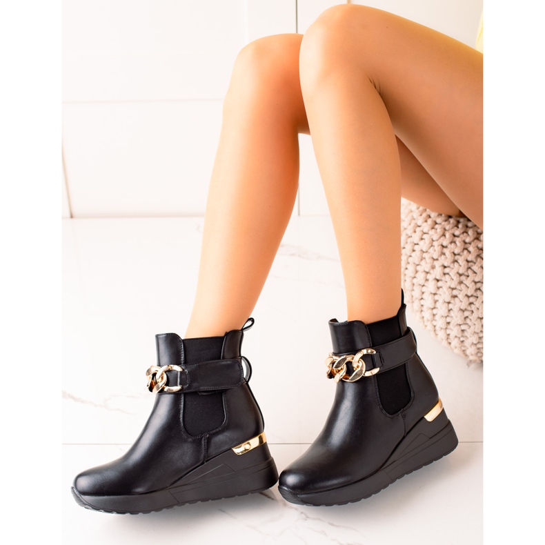Groto Gogo Botas de cunha elegantes preto 2