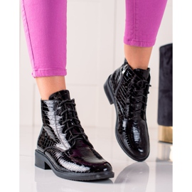 TRENDI Botas elegantes com cordões preto 1 TRENDI Botas elegantes com cordões preto 1