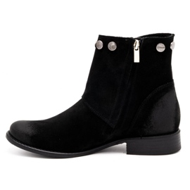 Exquisite Botas femininas de couro com tachas 1198 pretas preto 1