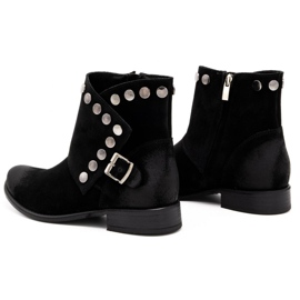 Exquisite Botas femininas de couro com tachas 1198 pretas preto 4