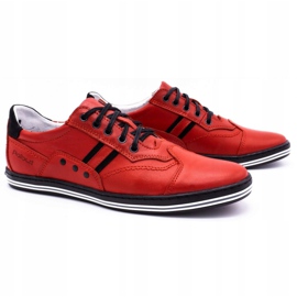 Polbut Sapatos masculinos casuais 1801L vermelho com preto 1